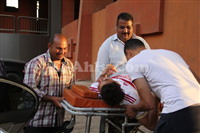 صور خروج ياسر ابراهيم مصابا خلال مباراة الزمالك والانتاج الحربى الودية